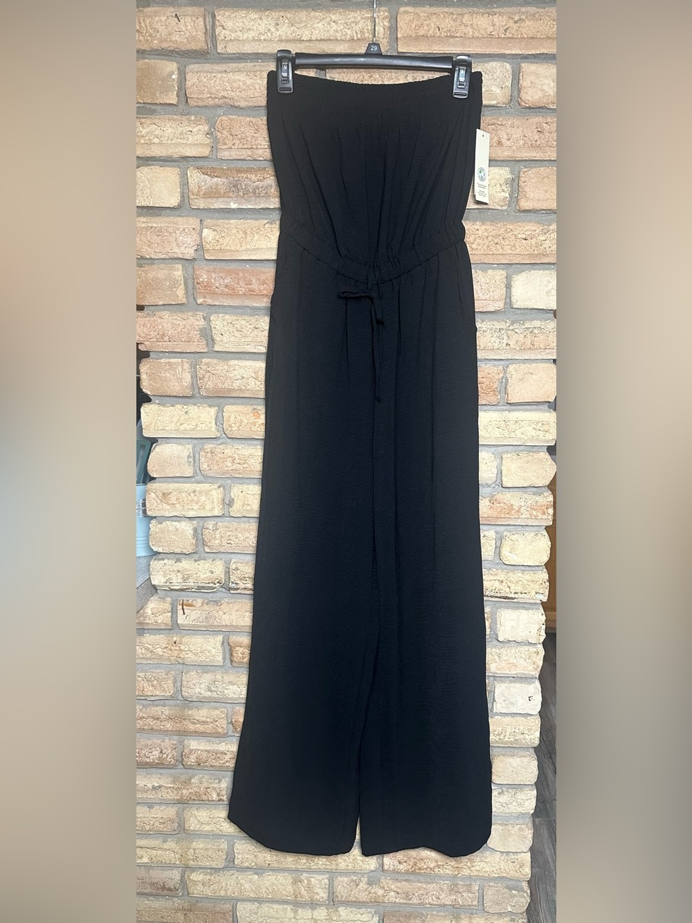 NWT No Boundaries Black Strapless Jumpsuit with Drawstring Waist Size S